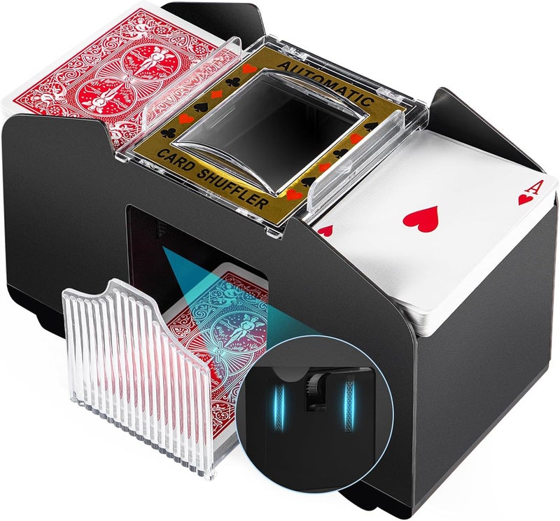 GROWNEER 1-4 Deck Automatic Card Shuffler, Poker Shuffler Machine with Rubber Silencer, Lower Noise, Casino Card Electric Shuffler, Playing Card Shuffler for UNO, Phase 10, Skyjo, Skip Bo Home Card Game - Image 1